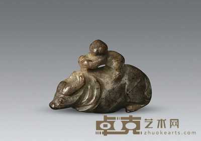 明 玉刻童子牧牛 5×3.5cm